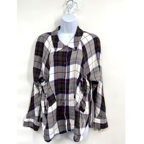 Zara Trafaluc Collection Multicolor Plaid Long‎ Sleeve Shirt Small - Picture 8 of 9
